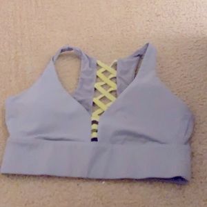 Gray/purple sports bra